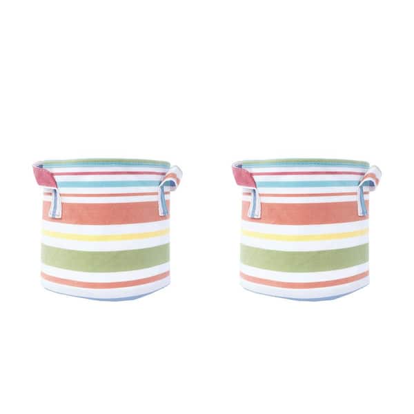 MPG Boho 7.5 in. Dia Pastel Multi-Color Fabric Planter with Liner (2-Pack)