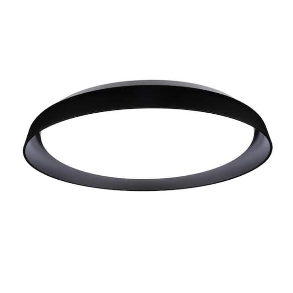 Hampton 21 in. 1-Light 42-Watt Black Integrated LED Flush Mount