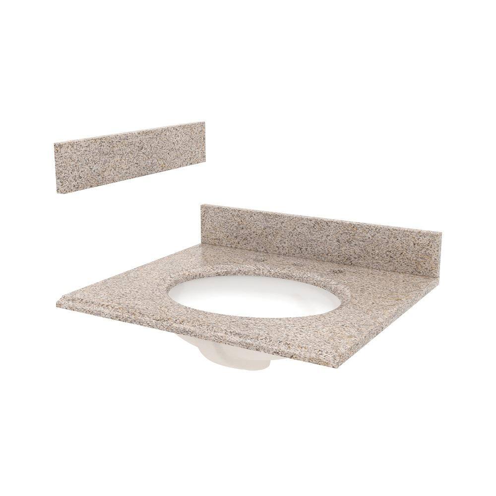 Foremost 25 In W Granite Vanity Top In Mojave Beige With White Sink