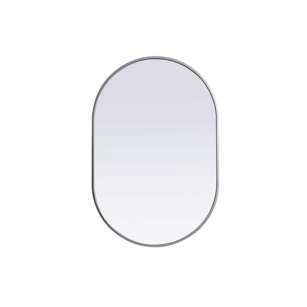 Simply Living 24 in. W x 36 in. H Oval Metal Framed Silver Mirror
