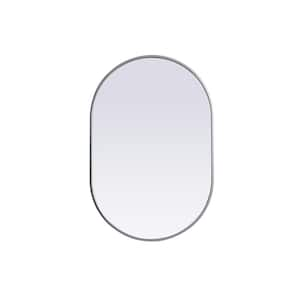 Simply Living 24 in. W x 36 in. H Oval Metal Framed Silver Mirror