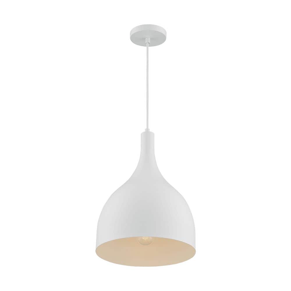 Bellcap 100-Watt 1-Light Matte White Mid-Century Modern Pendant Light and No Shade, No Bulbs Included price history on PriceWatchPro