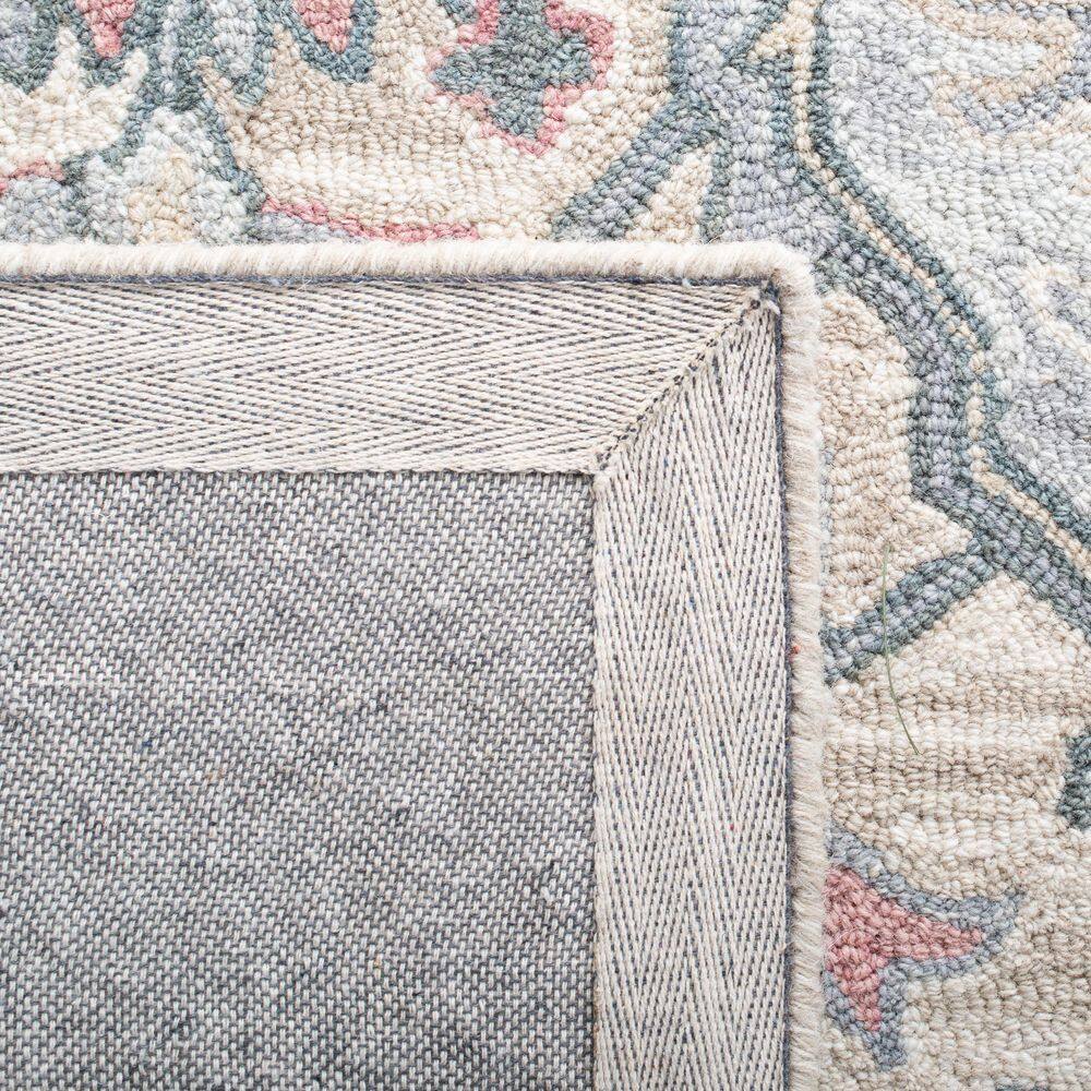 Beige and Blue Hand-Tufted Wool Round Area Rug