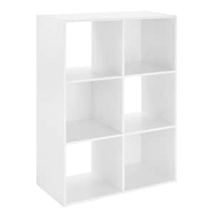35.5 in. H x 23.88 in. W x 11.75 in. D - White Laminate 6 Compartment Cube Storage Organizer