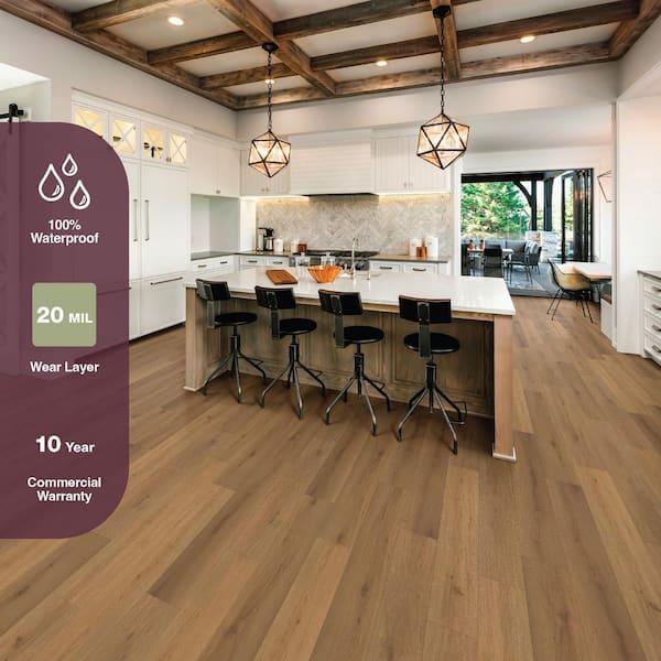 Lina Ridge Oak 20 MIL x 7 in. W x 60 in. L Waterproof Click Lock Luxury Vinyl Plank Flooring (23.62 sq. ft./Case)
