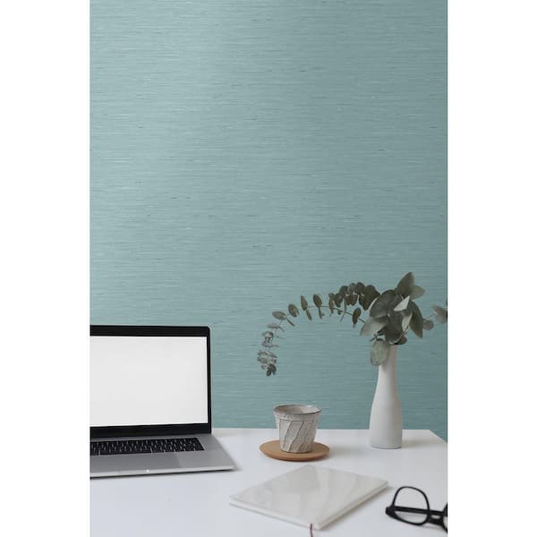 60.75 sq. ft. Sky Blue Bangkok Embossed Vinyl Unpasted Wallpaper Roll