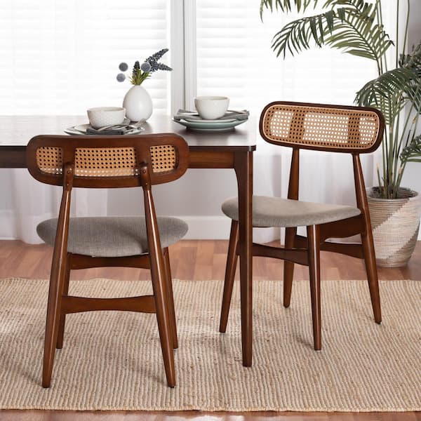 Baxton Studio Tarana Grey and Walnut Brown Dining Chair (Set of 2