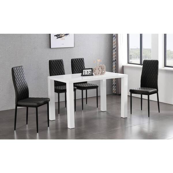 black leather dining room chairs set of 4