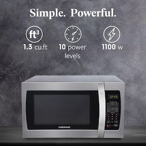 1.3 Cu. Ft. Stainless Steel Black 1100-Watt Microwave Oven with Sensor