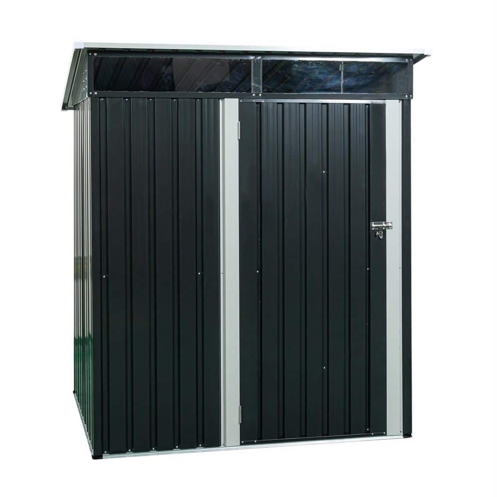 Metal Storage Shed, 59 in. W x 38 in. D x 71 in. H Black Galvanized ...