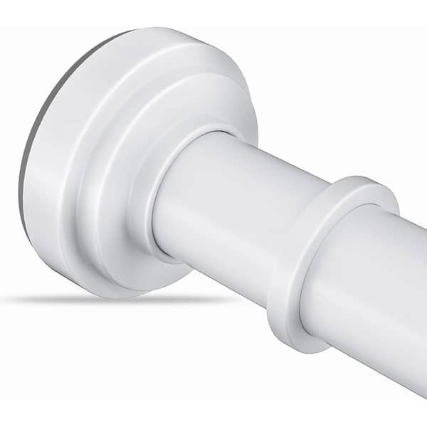 Adjustable White Tension Shower Curtain Rod 17.60 in. L x 3.60 in. W Rust-Free Non Slip Spring Tension Rod for Bathroom