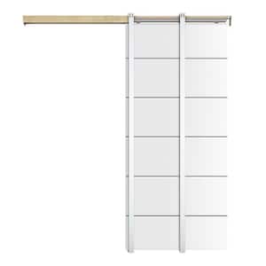 30 in. x 80 in. White Painted Composite MDF Sliding Door with Pocket Door Frame and Hardware Kit