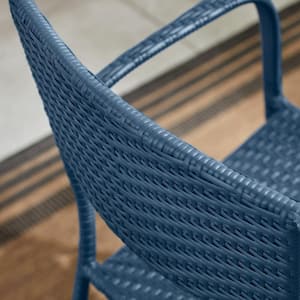 Emmet Mariner Blue Stackable Steel Frame Resin Wicker Outdoor Lounge Chair (2-Pack)