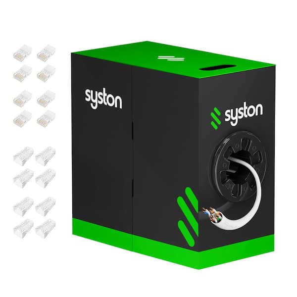 1000 ft. White 23AWG Solid Copper CAT6E CMP Plenum Rated Data Network Ethernet Wire with RJ45 8-Position 8-Contact