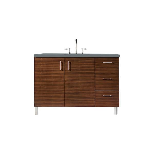 James Martin Vanities Metropolitan 48 in. W x 23.5 in. D x 33.8 in. H Bathroom Vanity in American Walnut with Cala Blue Quartz Top