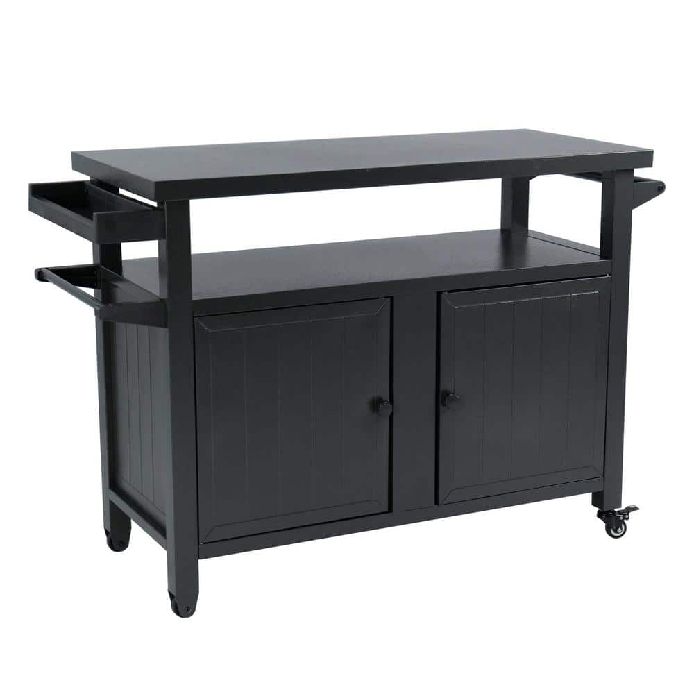 Outdoor Grill Table Black Grill Carts Outdoor Storage Cabinet with Wheels K