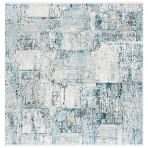 Shivan Gray/Blue 7 ft. x 7 ft. Abstract Square Area Rug