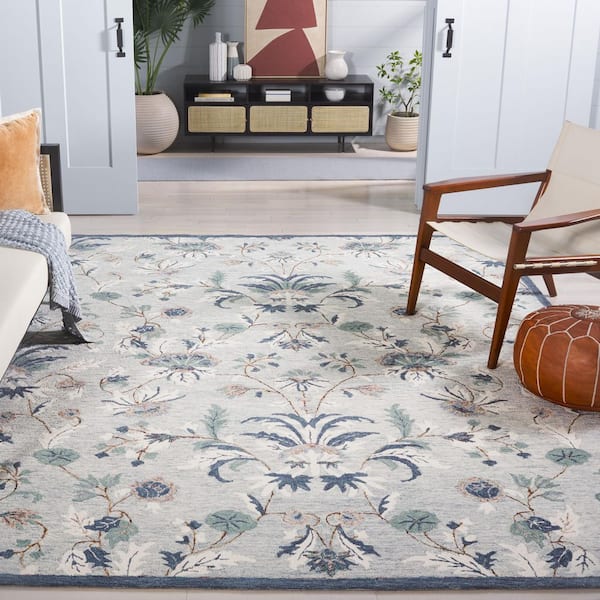 Blossom 8 ft. x 10 ft. Gray/Ivory Floral Abstract Area Rug