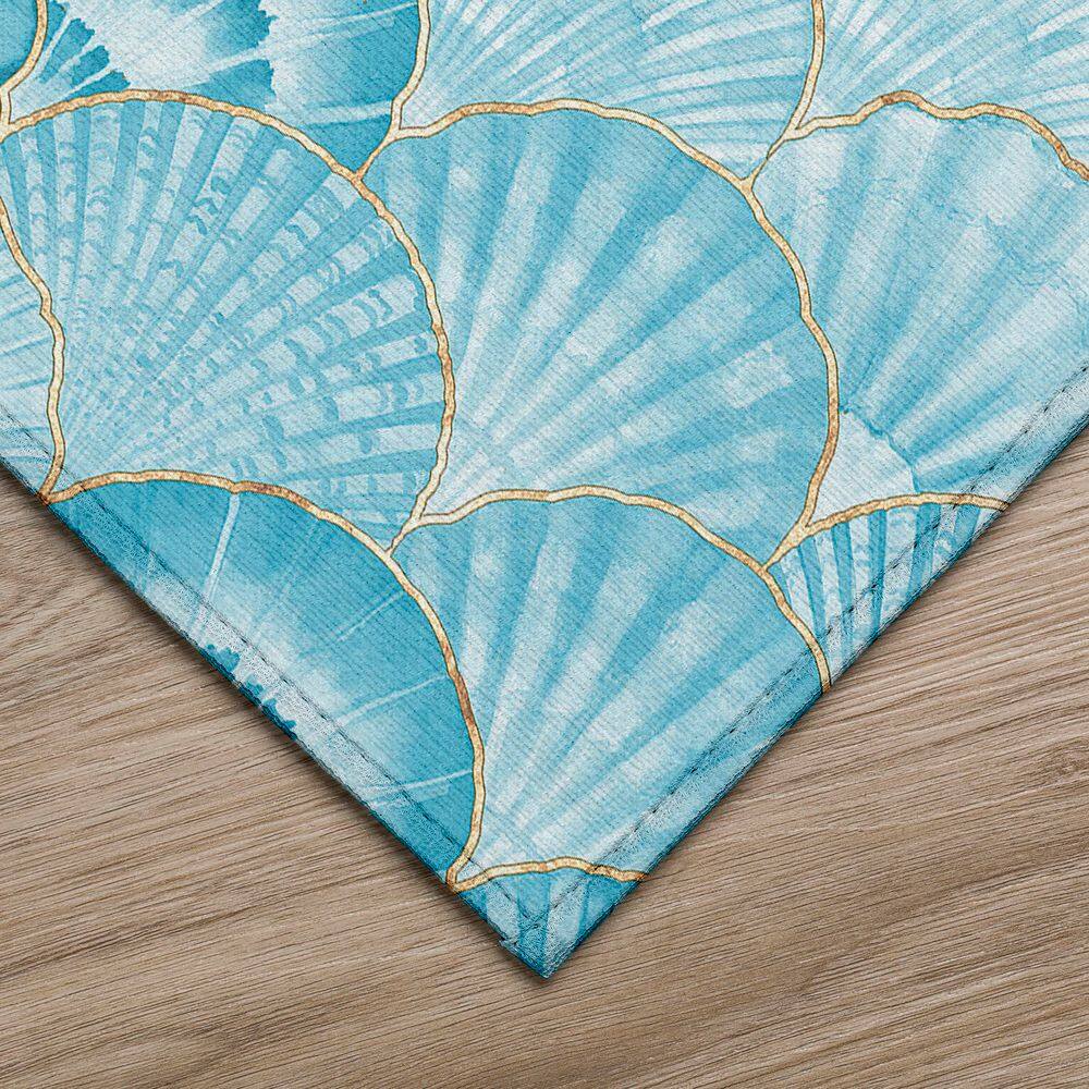 Aqua Coastal Pattern Flat Weave 3' x 5' Area Rug