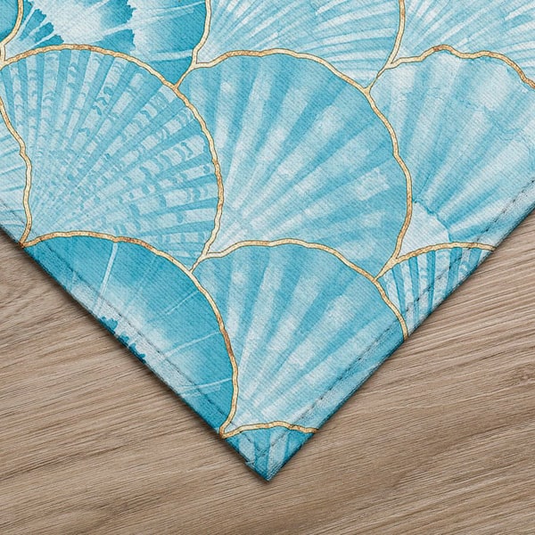 Surfside Blue 2 ft. 3 in. x 7 ft. 6 in. Geometric Indoor/Outdoor Area Rug