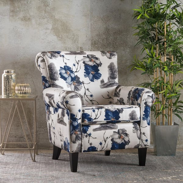 Noble house hannah fabric deals blue floral club chair