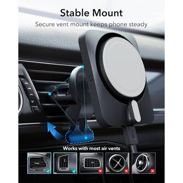 ESR 15W Magnetic Wireless Car Charger Mount with CryoBoost, Compatible with  MagSafe Car Charger, Made for Apple-Certified, for iPhone 15/14/13/12