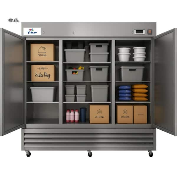 81 in. 72 cu. ft. NSF 3 Door Commercial Reach In Upright Refrigerator in Stainless Steel