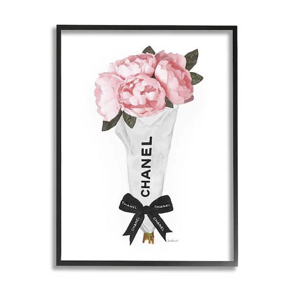 Stupell Industries Pink Peonies Flower Bouquet Glam Fashion Bow