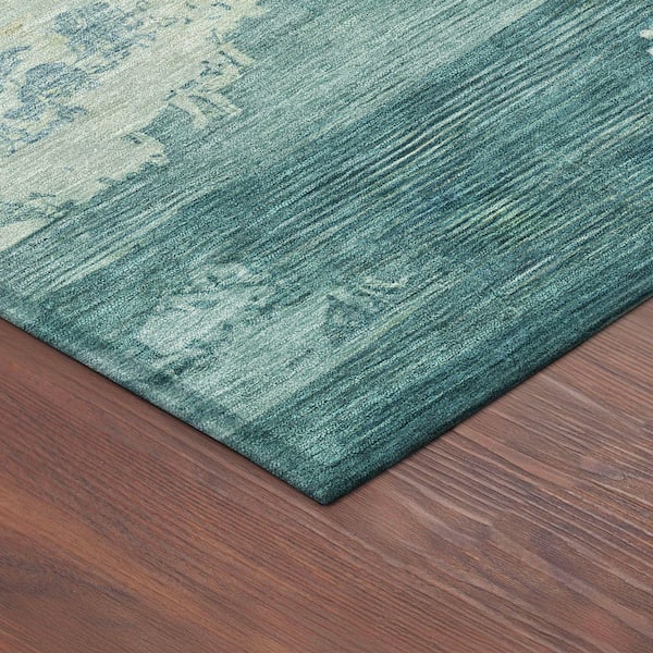 Chantille Machine Washable Indoor/Outdoor Abstract ACN2372 Teal 8 ft. x 10 ft. Area Rug