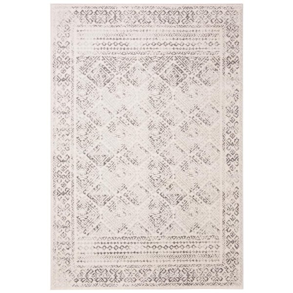 SAFAVIEH Tulum Ivory/Gray 4 ft. x 6 ft. Border Geometric Diamonds Area Rug