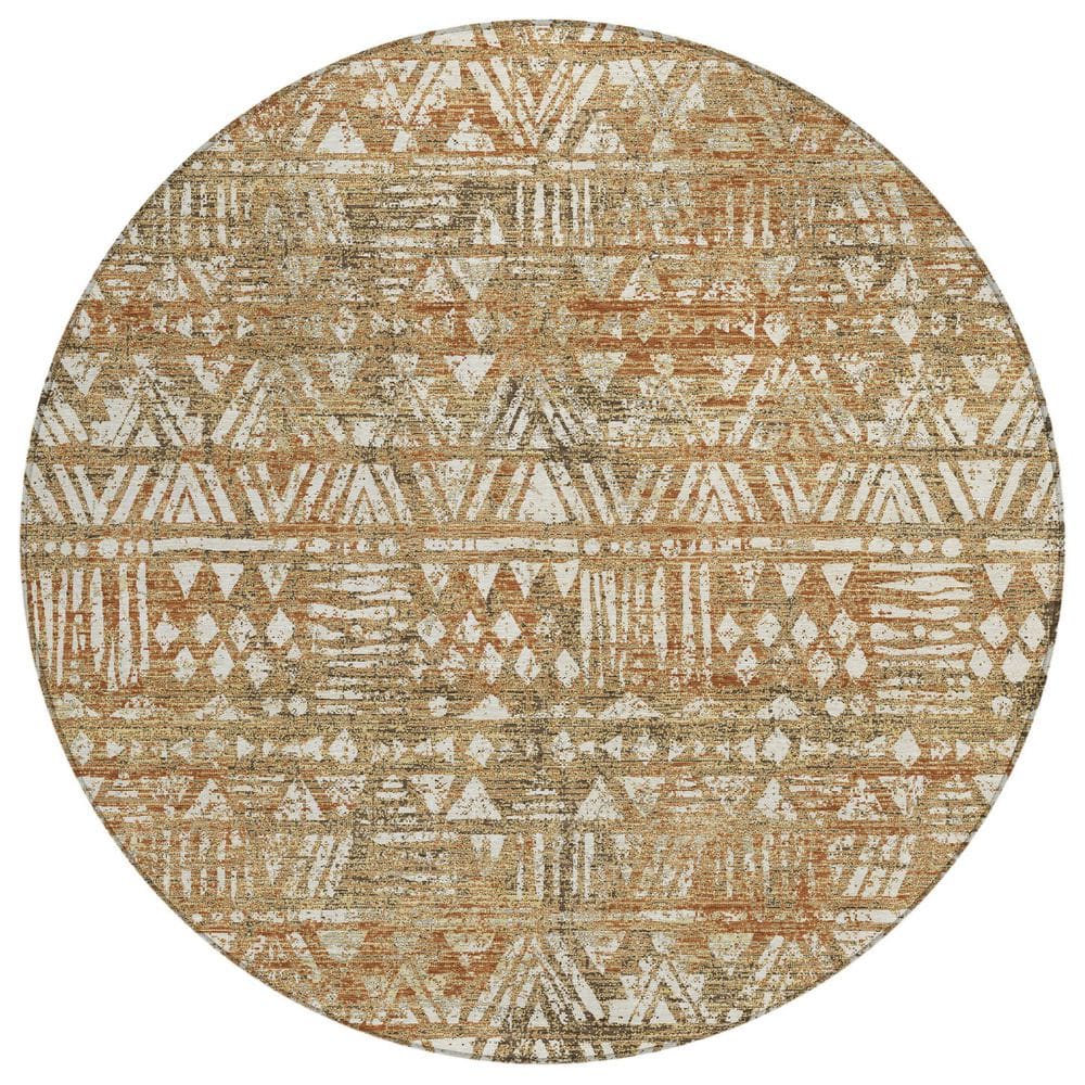 Chantille Machine Washable Indoor/Outdoor Abstract ACN2645 Paprika 8 ft. x 8 ft. Round Rug price history on PriceWatchPro