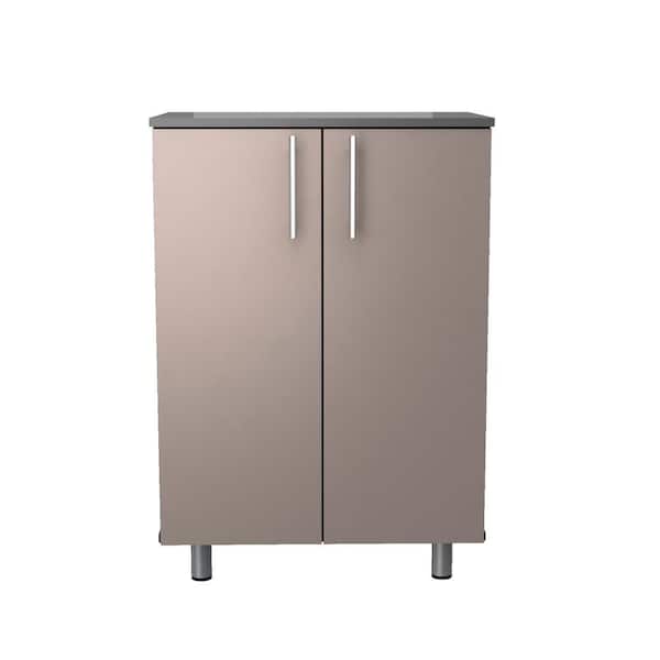 Maestrik 23.62 in. W x 34.25 in. H x 16.53 in. D 2-Door Wood Garage Storage Freestanding Cabinet in Taupe/Dark Gray