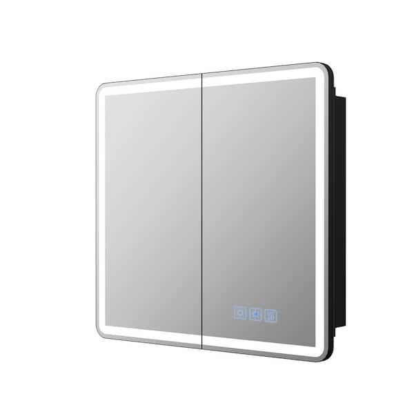 32 in. W x 30 in. H Rectangular 3-Color Dynamic Flow Lighting Surface/Recessed Medicine Cabinet with Mirror