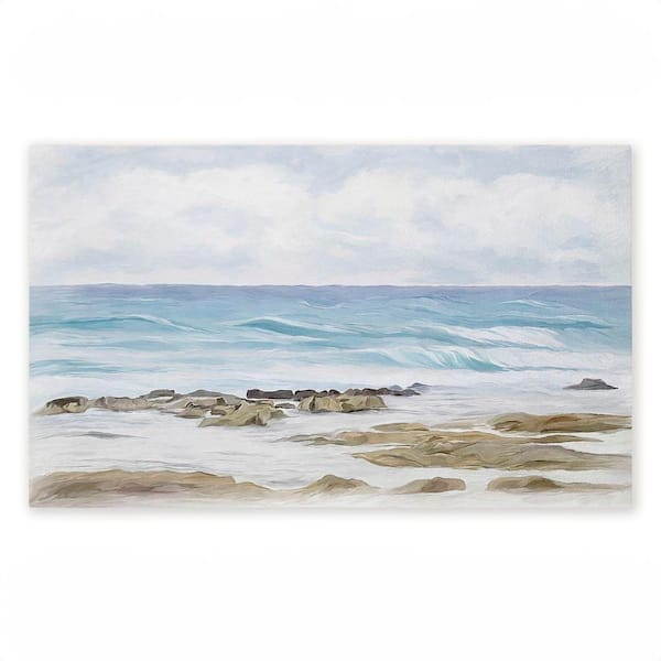 Wave Therapy Rocky Shore Blue 18 in. x 30 in. Polyester Non-Slip Outdoor Door Mat