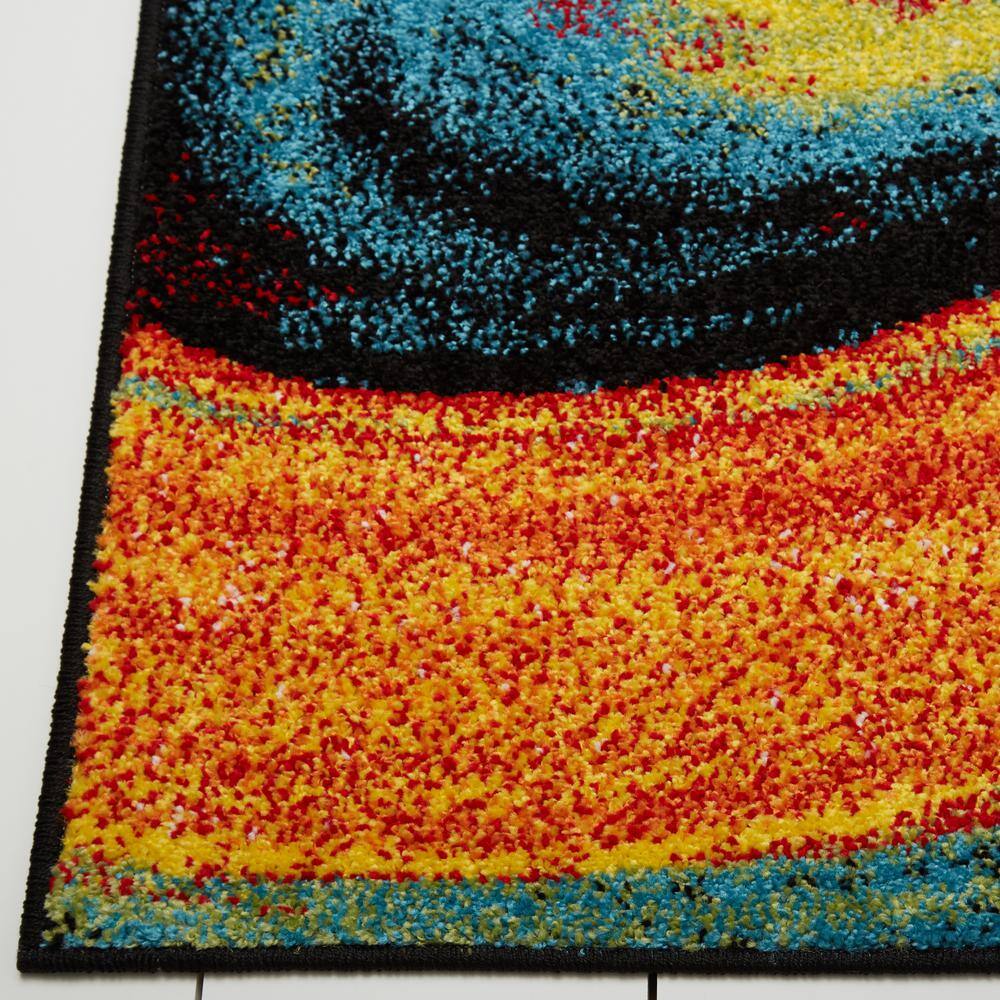 8' x 10' Red and Yellow Abstract Synthetic Area Rug