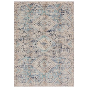 Marquess  Blue/Gray 3 ft. x 8 ft. MedallionIndoor/Outdoor Area Rug