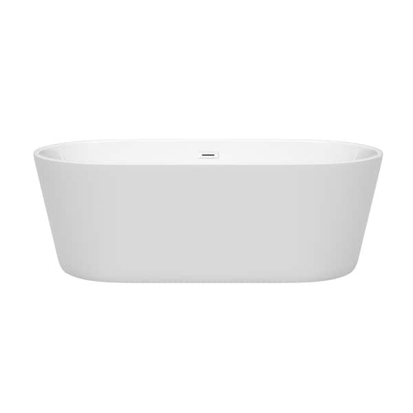 Wyndham Collection Carissa 67 in. Acrylic Flatbottom Bathtub in White with Shiny White Trim - image 3