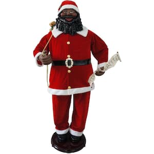58 in. Christmas African American Dancing Santa Claus with Naughty and Nice List