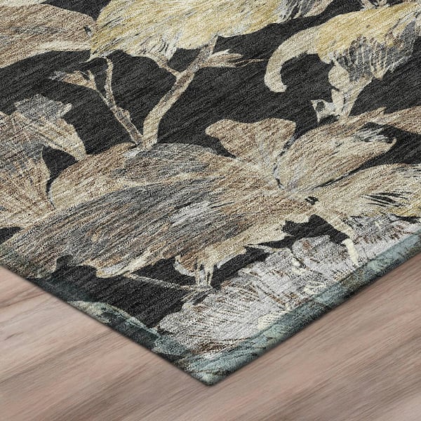 Chantille Machine Washable Indoor/Outdoor Abstract ACN3063 Black 9 ft. x 12 ft. Area Rug