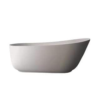 59 in. x 30 in. Single Slipper Freestanding Soaking Bathtub in White Solid Surface