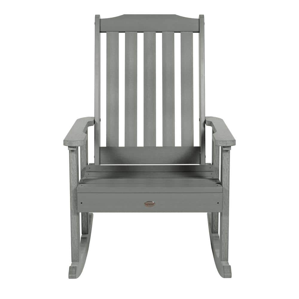 Coastal Teak Gray Outdoor Rocking Chair with Arms