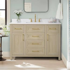 Beaufort 48 in. W x 19 in. D x 34 in. H Single Sink Bath Vanity in Light Birch with White Engineered Stone Top