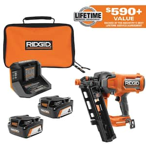 18V (2) 4.0 Ah Batteries and Charger Kit with 18V Brushless Cordless 21° Framing Nailer