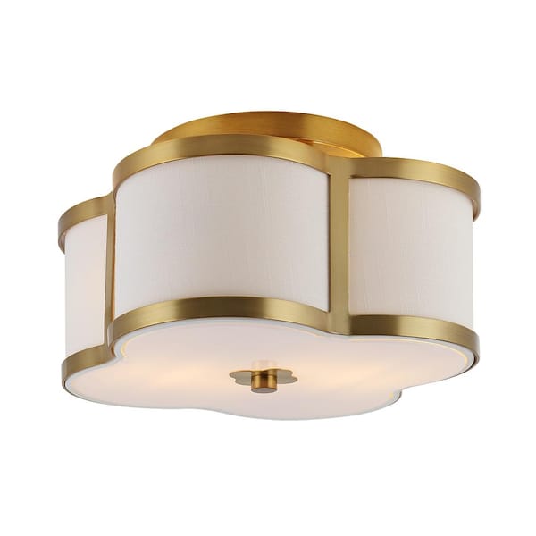 JONATHAN Y Quatrefoil 13 in. Brass Gold Metal Shade Scalloped