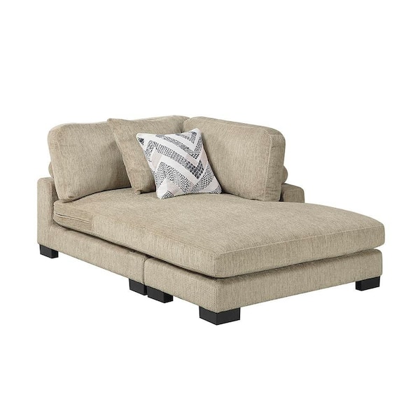 Lazzara Beane Brown Textured Microfiber Reversible Chaise with Pillow
