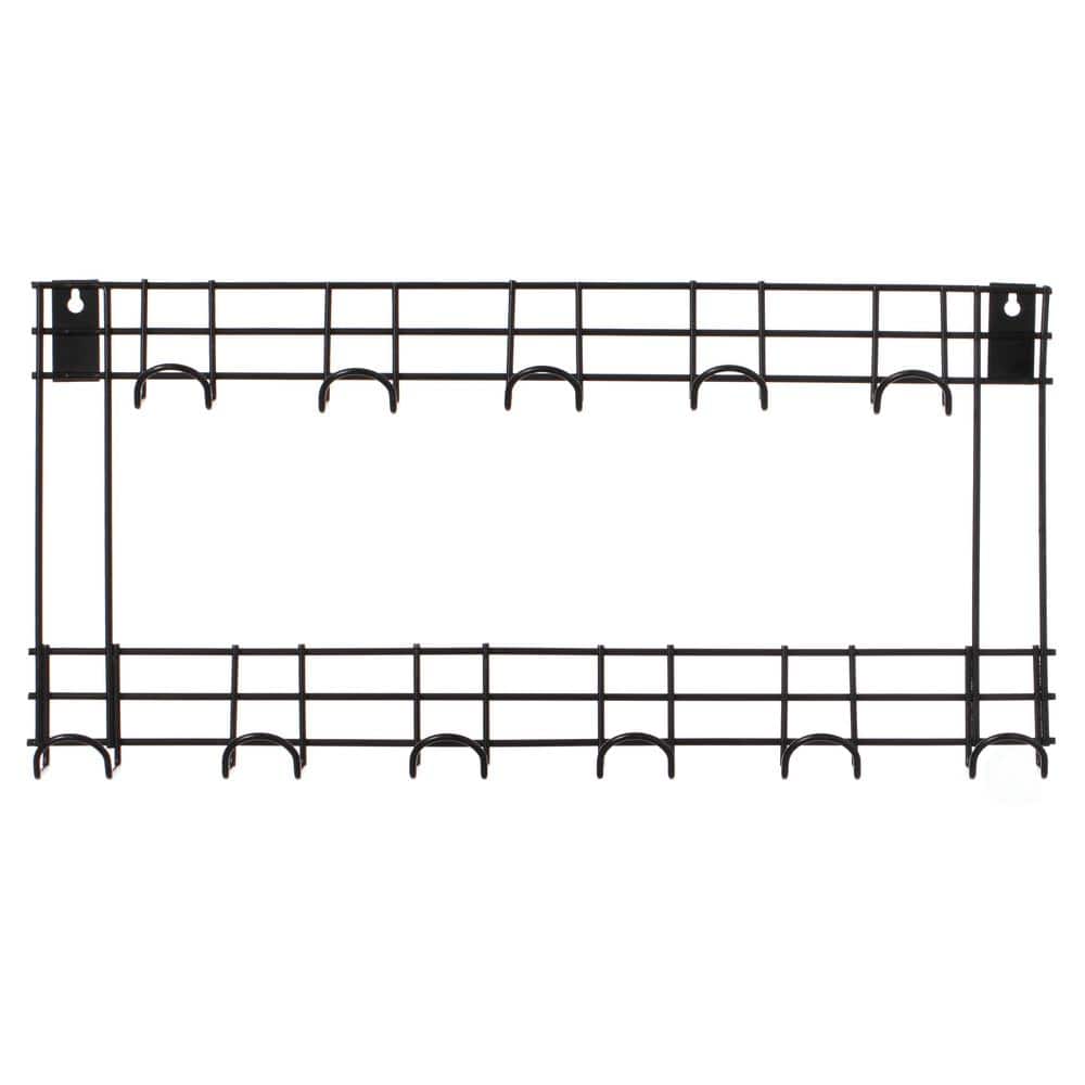 Black Steel Wall Mount Garden Tool Storage Rack