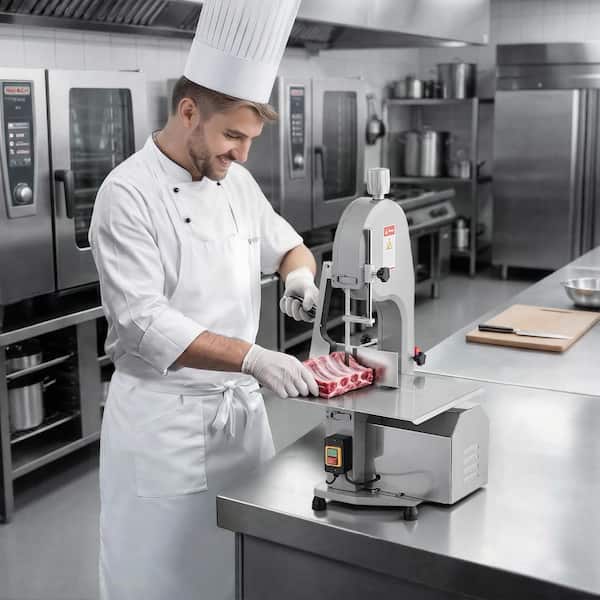 Commercial Electric Meat Bandsaw Stainless Steel 1500-Watt Bone Saw Machine Frozen Meat Cutter Silver