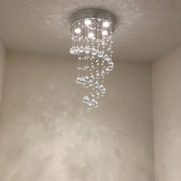 5-Light 15.7 in. Chrome Crystal Modern Tiered Dimmable Chandeliers Dining Kitchen Ceiling Lights Foyer Bedroom Lighting