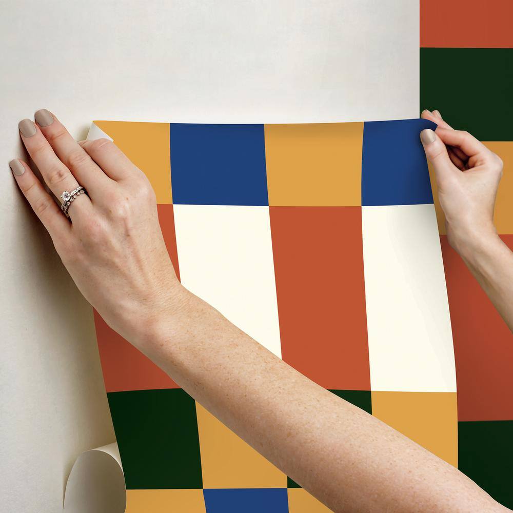 Auburn and Blue Geometric Peel and Stick Wallpaper