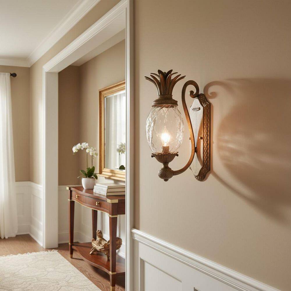 HINKLEY Plantation 1-Light Pearl Bronze Sconce 4140PZ - The Home Depot